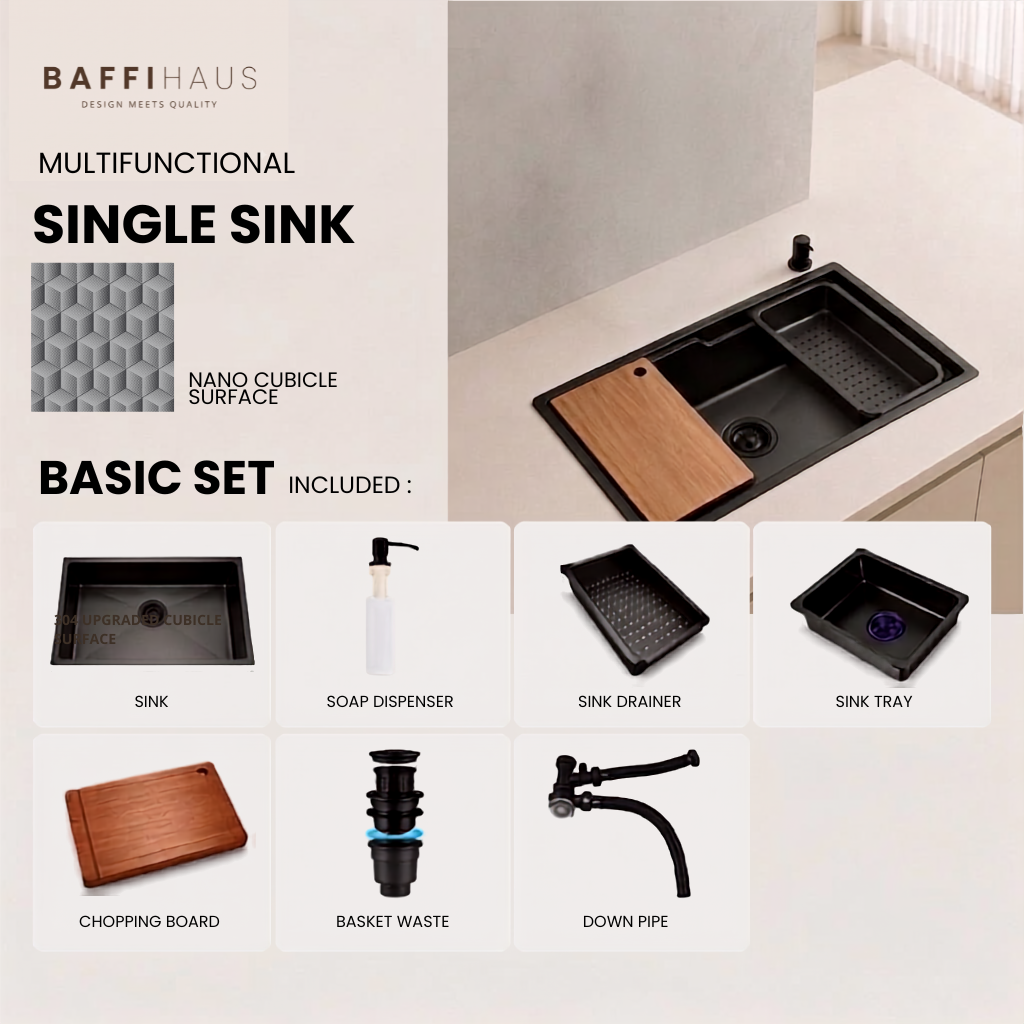 Nano Cubicle Stainless Steel Kitchen Single Sink