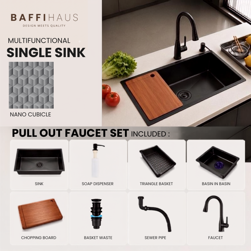 Nano Cubicle Stainless Steel Kitchen Single Sink